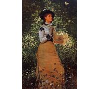 ARTXLXXBN Famous Prints Artwork Pictures Poster Painting Art the Butterfly Girl by Winslow Homer Artwork Landscape Pictures for Home Decor 60x90cm