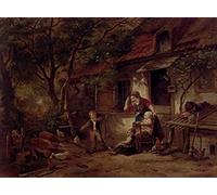 ARTXLXXBN Famous Prints Artwork Pictures Poster Painting Art the Farmyard Thief by Herman Frederik Carel Ten Kate Artwork Landscape Pictures for Home Decor 60x90cm