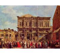 ARTXLXXBN Famous Prints Artwork Pictures Poster Painting Art The Feast Day of Saint Roch by Antonio Canal Artwork Landscape Pictures for Home Decor 60x90cm