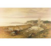 ARTXLXXBN Famous Prints Artwork Pictures Poster Painting Art the Making of Eastham Lock on the Manchester Ship Canal by Benjamin Williams Leader Artwork Landscape Pictures for Home Decor 60x90cm