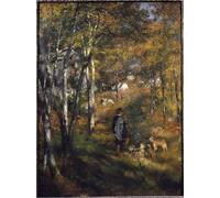 ARTXLXXBN Famous Prints Artwork Pictures Poster Painting Art the Painter Jules Le Coeur with His Dogs in by Pierre Auguste Renoir Artwork Landscape Pictures for Home Decor 60x90cm