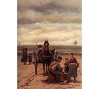 ARTXLXXBN Famous Prints Artwork Pictures Poster Painting Art The Shell fisher Johannes Hermanus Koekkoek Artwork Landscape Pictures for Home Decor 60x90cm