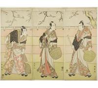 ARTXLXXBN Famous Prints Artwork Pictures Poster Painting Art Three Komuso Monks the Actors Ichikawa Ebizo As Kudo Suketsune by Katsukawa Shunsho Artwork Landscape Pictures for Home Decor 60x90cm