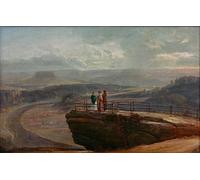 ARTXLXXBN Famous Prints Artwork Pictures Poster Painting Art View From the Bastei by Johan Christian Dahl Artwork Landscape Pictures for Home Decor 60x90cm