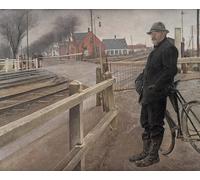 ARTXLXXBN Famous Prints Artwork Pictures Poster Painting Art Waiting for the Train Level Crossing by Laurits Andersen Ring Artwork Landscape Pictures for Home Decor 60x90cm