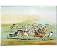 ARTXLXXBN Famous Prints Artwork Pictures Poster Painting Art Wild Horses Hunted by George Catlin Artwork Landscape Pictures for Home Decor 60x90cm