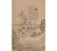 ARTXLXXBN Famous Prints Artwork Pictures Poster Painting Art Woman on Bridge Woman At Window by Qiu Ying Artwork Landscape Pictures for Home Decor 60x90cm