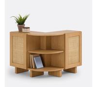 Arty Bookcase/Console in Oak, Veneer and Rattan Cane Oak