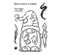 Arty GNOME Stamp for Card Making DIY Scrapbooking You Make Me Smile, Creative to Sein ist Magic Words Alphabets Transparent Silicone Seal Stamp for Paper Crafts