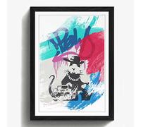 Arty Pie "Banksy Gangsta Rat Wall Graffiti Art V2 Framed Print, Multi-Colour, A2/24.5 x 18-Inch