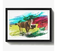 Arty Pie "Cow in the Meadow 7 V2 Framed Print, Multi-Colour, A2/24.5 x 18-Inch