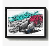 Arty Pie "Flock of Sheep 2 V2 Framed Print, Multi-Colour, A2/24.5 x 18-Inch