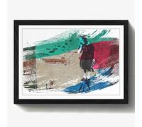 Arty Pie Framed Print Black A2 (24.5x18 Inch) Banksy Girl & Rat Graffiti Wall Art V2, Wood, Multi-Colour, 60 x 42 x 2 cm