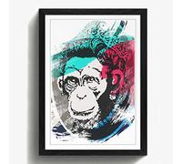 Arty Pie Framed Print Black A2 (24.5x18 Inch) Banksy Monkey Queen Wall Graffiti Art V2, Wood, Multi-Colour, 60 x 42 x 2 cm