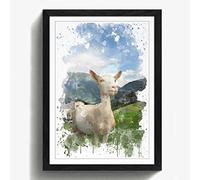 Arty Pie Framed Print Black A2 (24.5x18 Inch) Goat in Austria Mountain Landscape V3, Wood, Multi-Colour, 60 x 42 x 2 cm