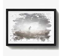 Arty Pie Framed Print Black A2 (24.5x18 Inch) Horse Mist Sweden Landscape V3, Wood, Multi-Colour, 60 x 42 x 2 cm
