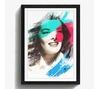 Arty Pie Framed Print Black A2 (24.5x18 Inch) Katherine Hepburn Sepia V2, Wood, Multi-Colour, 60 x 42 x 2 cm