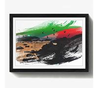 Arty Pie Framed Print Black A2 (24.5x18 Inch) Landscape Baiona Spain Sunset & Birds V2, Wood, Multi-Colour, 60 x 42 x 2 cm