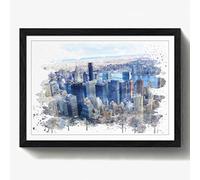 Arty Pie Framed Print Black A2 (24.5x18 Inch) New York City Skyline USA (21) V3, Wood, Multi-Colour, 60 x 42 x 2 cm