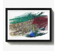 Arty Pie Framed Print Black A2 (24.5x18 Inch) Peacock Bird 4 V2, Wood, Multi-Colour, 60 x 42 x 2 cm