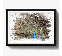 Arty Pie Framed Print Black A2 (24.5x18 Inch) Peacock Bird 4 V3, Wood, Multi-Colour, 60 x 42 x 2 cm