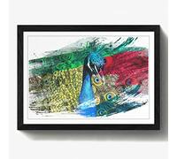 Arty Pie Framed Print Black A2 (24.5x18 Inch) Peacock Bird V2, Wood, Multi-Colour, 60 x 42 x 2 cm