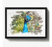 Arty Pie Framed Print Black A2 (24.5x18 Inch) Peacock Bird V3, Wood, Multi-Colour, 60 x 42 x 2 cm