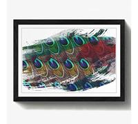 Arty Pie Framed Print Black A2 (24.5x18 Inch) Peacock Feathers (2) V2, Wood, Multi-Colour, 60 x 42 x 2 cm
