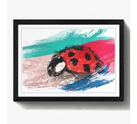 Arty Pie Framed Print Black A2 (24.5x18 Inch) Red Ladybird Insect (2) V2, Wood, Multi-Colour, 60 x 42 x 2 cm
