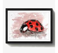 Arty Pie Framed Print Black A2 (24.5x18 Inch) Red Ladybird Insect (2) V3, Wood, Multi-Colour, 60 x 42 x 2 cm
