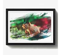 Arty Pie Framed Print Black A2 (24.5x18 Inch) Red Squirrel 6 V2, Wood, Multi-Colour, 60 x 42 x 2 cm