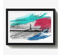 Arty Pie Framed Print Black A2 (24.5x18 Inch) Statue of Liberty New York USA (7) V2, Wood, Multi-Colour, 60 x 42 x 2 cm