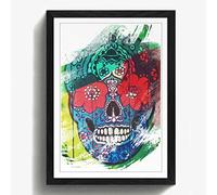 Arty Pie Framed Print Black A2 (24.5x18 Inch) Sugar Skull Tattoo (2) V2, Wood, Multi-Colour, 60 x 42 x 2 cm