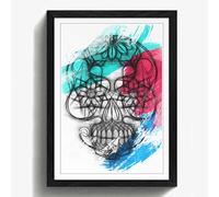 Arty Pie Framed Print Black A2 (24.5x18 Inch) Sugar Skull Tattoo (3) V2, Wood, Multi-Colour, 60 x 42 x 2 cm