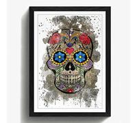 Arty Pie Framed Print Black A2 (24.5x18 Inch) Sugar Skull Tattoo (4) V3, Wood, Multi-Colour, 60 x 42 x 2 cm
