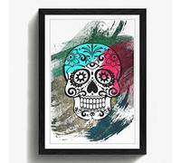 Arty Pie Framed Print Black A2 (24.5x18 Inch) Sugar Skull Tattoo (5) V2, Wood, Multi-Colour, 60 x 42 x 2 cm