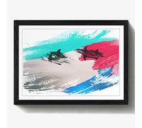 Arty Pie Framed Print Black A2 (24.5x18 Inch) Swimming Dolphins (2) V2, Wood, Multi-Colour, 60 x 42 x 2 cm