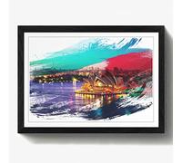 Arty Pie Framed Print Black A2 (24.5x18 Inch) Sydney Opera House Harbour Australia (10) V2, Wood, Multi-Colour, 60 x 42 x 2 cm