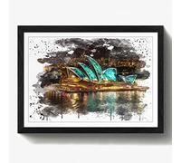 Arty Pie Framed Print Black A2 (24.5x18 Inch) Sydney Opera House Harbour Australia (15) V3, Wood, Multi-Colour, 60 x 42 x 2 cm