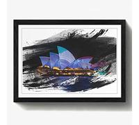 Arty Pie Framed Print Black A2 (24.5x18 Inch) Sydney Opera House Harbour Australia (5) V2, Wood, Multi-Colour, 60 x 42 x 2 cm