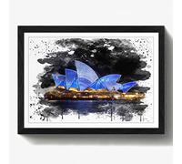 Arty Pie Framed Print Black A2 (24.5x18 Inch) Sydney Opera House Harbour Australia (5) V3, Wood, Multi-Colour, 60 x 42 x 2 cm