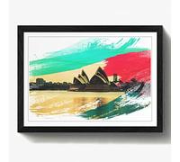 Arty Pie Framed Print Black A2 (24.5x18 Inch) Sydney Opera House Harbour Australia (8) V2, Wood, Multi-Colour, 60 x 42 x 2 cm
