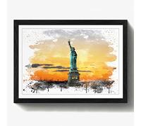Arty Pie Framed Print Black A2 (24.5x18 Inch) The Statue of Liberty New York (1) V3, Wood, Multi-Colour, 60 x 42 x 2 cm