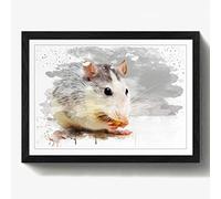 Arty Pie Framed Print Black A2 (24.5x18 Inch) White & Grey Rat V3, Wood, Multi-Colour, 60 x 42 x 2 cm