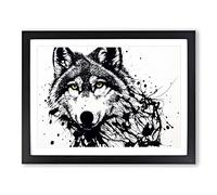 Arty Wolf Framed Print | A3 Black Framed Wall Art | Ready to Hang | Modern Animal Picture | Living Room Bedroom Lounge Office