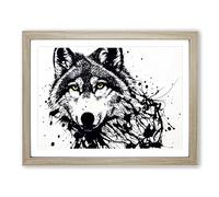 Arty Wolf Framed Wall Art Print A2 Oak