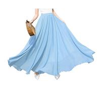 Artykey Women's Long Chiffon Skirt Summer Boho High Waist Dancing Festival Beach Maxi Skirt Sky Blue