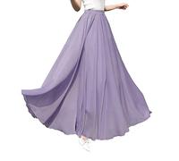 Artykey Women's Long Chiffon Skirt Summer Boho High Waist Dancing Festival Beach Maxi Skirt Smoke Purple