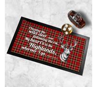 Artylicious Burns Night Bar Mat - Red Scottish Tartan | “My Heart Is in the Highlands” Robert Burns Poem