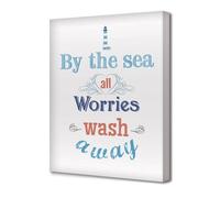 Artylicious By the sea all worries wash away typography canvas art